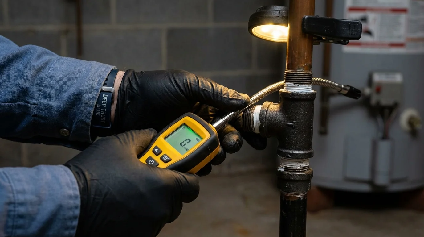 Gas leak detection with electronic sniffer by Johns Plumbing LLC in Johnsonburg