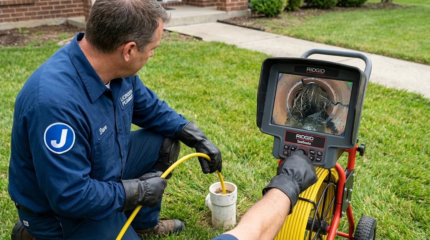 Sewer camera inspection being performed by Johns Plumbing LLC in Johnsonburg